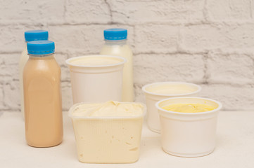 different milk products on the table