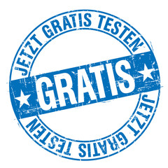 Illustration - Stempel - Jetzt Gratis Testen - Blau