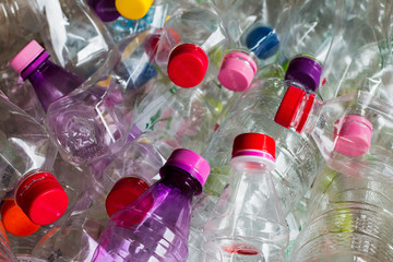 closeup plastic bottles. recycling To conserve the environment concept