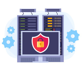 Data storage protection concept. Vector design graphic flat cartoon illustration