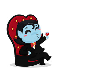 Cute cartoon boy wearing costume Dracula Are enjoying the party on Halloween.