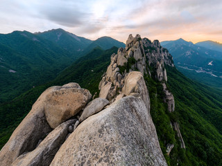 Panorama Sunset on top of Ulsan mountain - Korea Seoraksan National Park