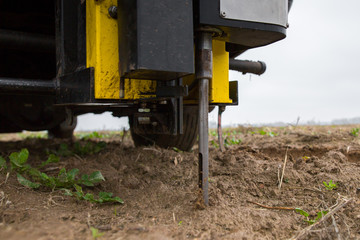Soil Sampling. Automated probe for soil samples taking sample with soil probe sampler....