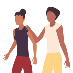 two women avatars standing icon vector ilustration