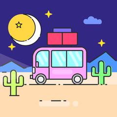 Obraz premium Bus travel the world illustration for your needs