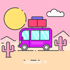 Bus travel the world illustration for your needs