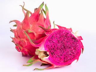 dragon fruit or pitaya on white background, isolated