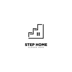 Fototapeta na wymiar Step Home Logo Outline Monoline