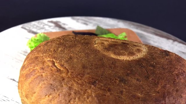 Sandwich from the traditional Ukrainian eco bread lost to taste without flavors, fillers and GMOs. Baked in the oven on the wood of fruit trees.