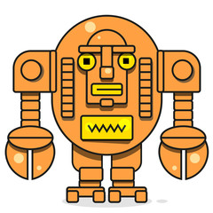Bot Icon. Chatbot Icon Concept. Cute Smiling Robot. Vector Modern Line Character Illustration Isolated On White Background. Outline Robot Sign Design.