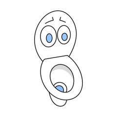 Toilet Cartoon Illustration Ready For Your Design, Greeting Card