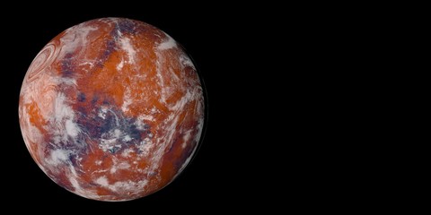 Extremely detailed and realistic high resolution 3d illustration of a terraformed terraforming Mars like red Planet. Shot from Space. Elements of this image are furnished by Nasa.