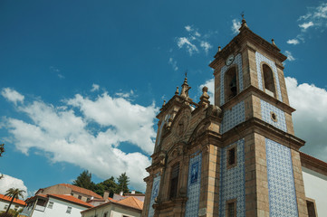 Church facade covered by colorful ceramic tiles