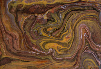 Brown and gold marbling pattern. Golden marble liquid texture.
