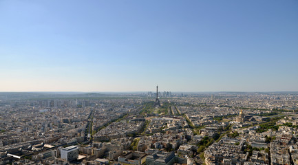 Aerial view of Paris and Eiffel Tower