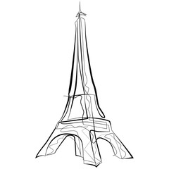 Eiffel Tower Paris one line drawing. Continuous line France Vector Logo
