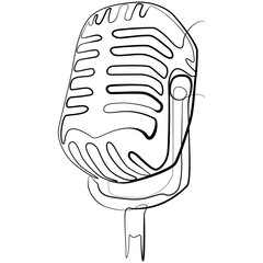 Microphone Singing one line drawing. Continuous line Entertainment Vector Logo