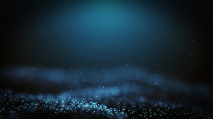 Popular Abstract background shining blue dust particles stars sparks wave 3d animation
