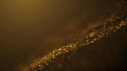 Popular Abstract background shining gold dust particles stars sparks wave 3d animation