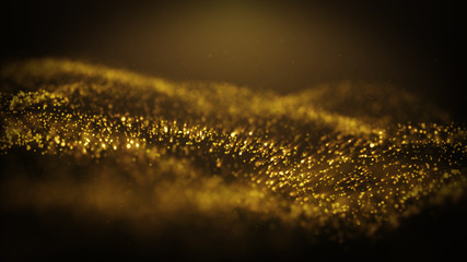 Popular Abstract background shining gold dust particles stars sparks wave 3d animation