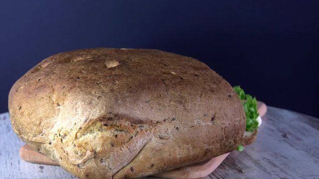 Sandwich from the traditional Ukrainian eco bread lost to taste without flavors, fillers and GMOs. Baked in the oven on the wood of fruit trees.