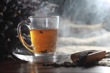 Brewed tea on a serving table