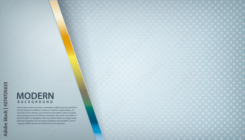 Poster white abstract background with overlap layers. gray texture with golden line effect decoration. real