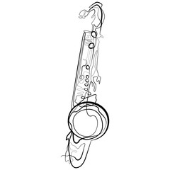 Saxophone one line drawing. Jazz Music Logo Vector Art