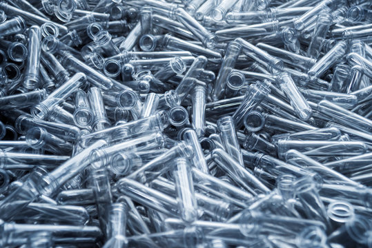 PET preforms for blowing of plastic bottles. High technology Plastic bottle