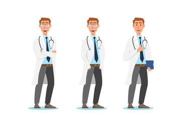 Set of doctor cartoon characters. Medical staff team concept