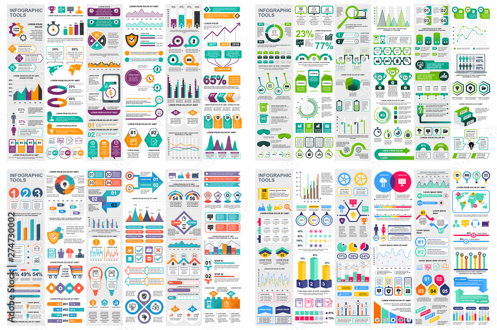 Poster Set of infographic elements data visualization vector design template. Can be used for steps, options, business process, workflow, diagram, flowchart concept, timeline, marketing icons, info graphics.