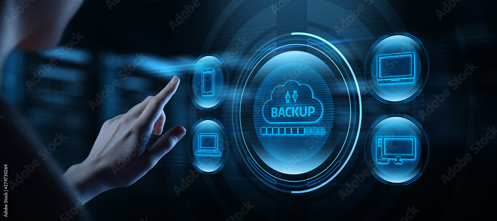Poster backup storage data internet technology business concept