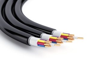 Three black cables isolated