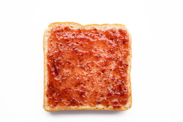 Sliced bread with jam  isolated on white background