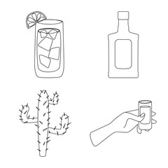 Vector design of Mexico and tequila sign. Set of Mexico and fiesta vector icon for stock.