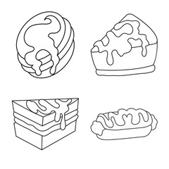 Vector illustration of sweet and product symbol. Collection of sweet and caramel stock vector illustration.