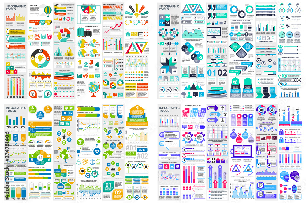 Poster Set of infographic elements data visualization vector design template. Can be used for steps, options, business process, workflow, diagram, flowchart concept, timeline, marketing icons, info graphics.