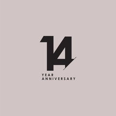 14 Years Anniversary Celebration Vector Template Design Illustration - obrazy, fototapety, plakaty