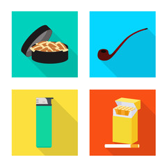 Vector illustration of smoke and statistics icon. Set of smoke and stop stock symbol for web.
