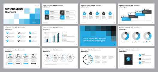 Fototapeta na wymiar blue business presentation backgrounds design template, with infographic timeline elements design concept