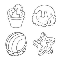 Vector design of sweet and product sign. Collection of sweet and caramel vector icon for stock.