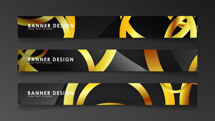 Abstract circle banner. Fancy vector illustration. golden circle on a dark background