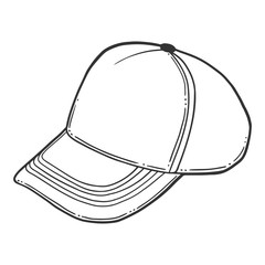 Baseball cap, trucker hat. Vector concept in doodle and sketch style.