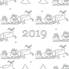 Christmas and Happy New Year 2019 seamless pattern