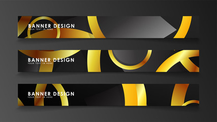 Abstract circle banner. Fancy vector illustration. golden circle on a dark background