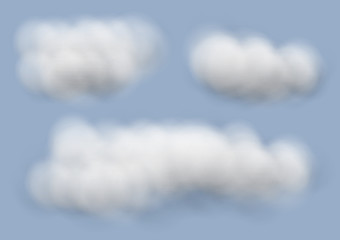 Virtual cloud isolated on blue sky vectors, Fluffy cubes like white cotton wool