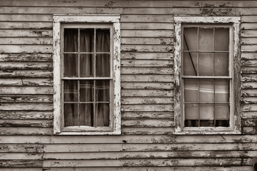 Old Clapboard house and two Windows