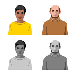 Vector illustration of hairstyle and profession symbol. Set of hairstyle and character stock vector illustration.