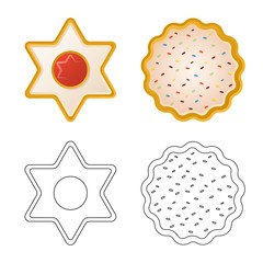 Isolated object of biscuit and bake logo. Set of biscuit and chocolate stock symbol for web.