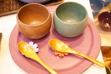 Tea cup set Colorful pottery